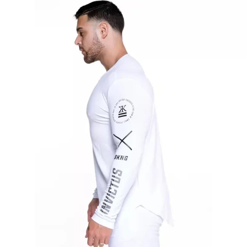 Bodybuilding Long Sleeve Shirt Male Casual Fashion for Men